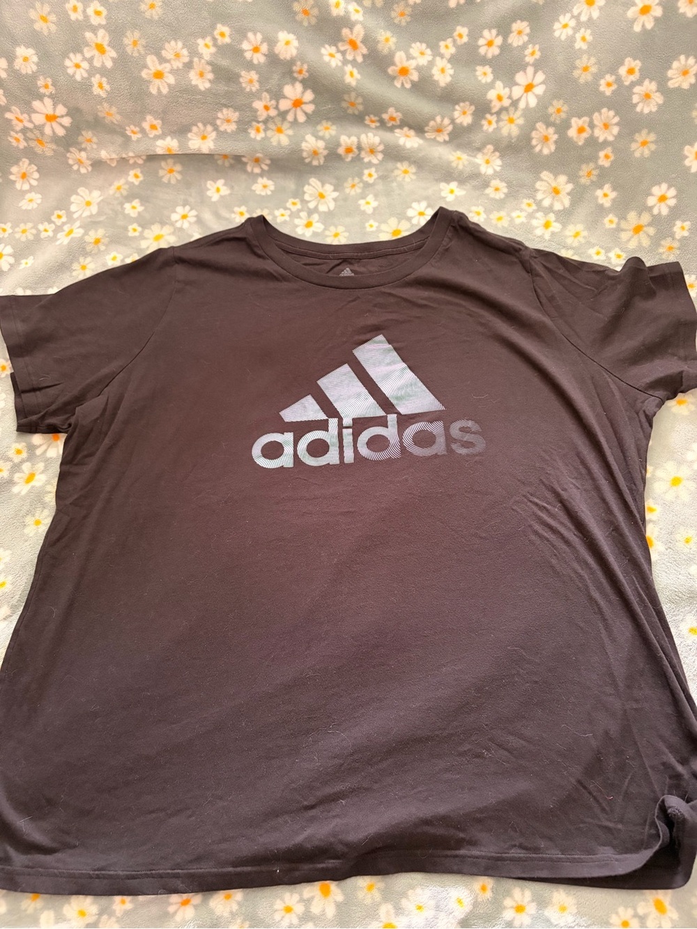 adidas Black Short Sleeve Tee with Silver Logo